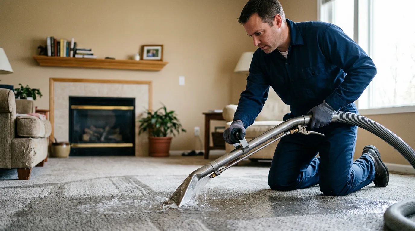 Water damage restoration technician working near Sherwood, ND